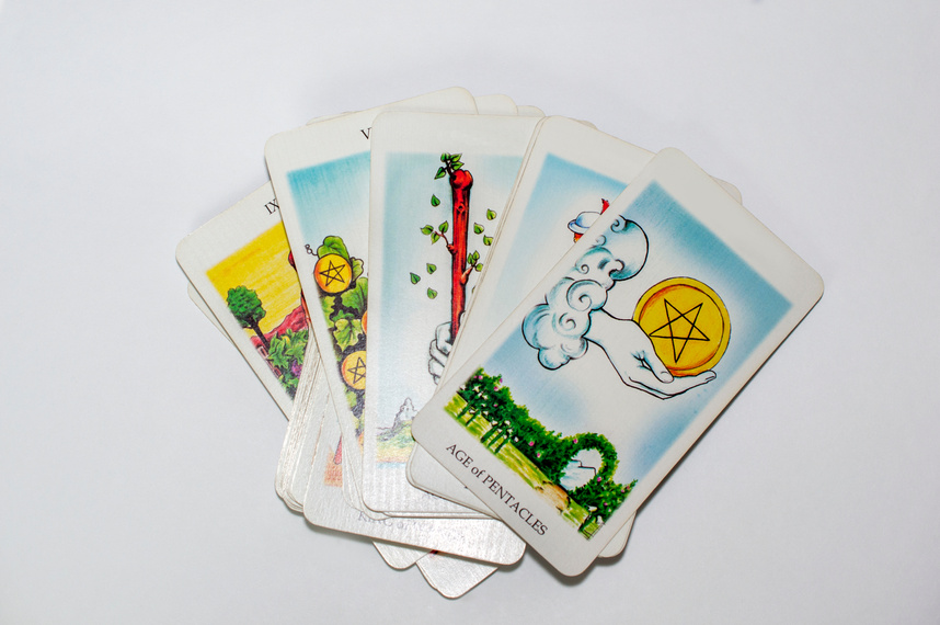 Few Tarot Cards on White Background